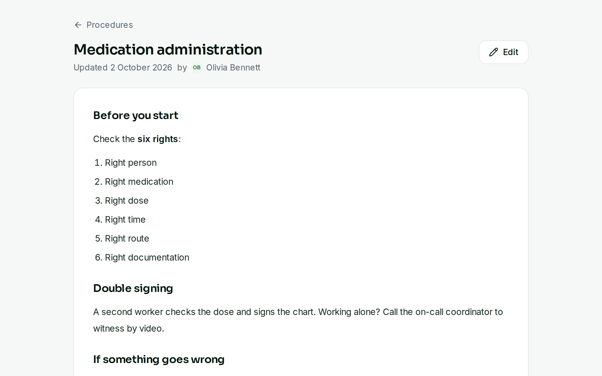 Knowledge base article with numbered steps